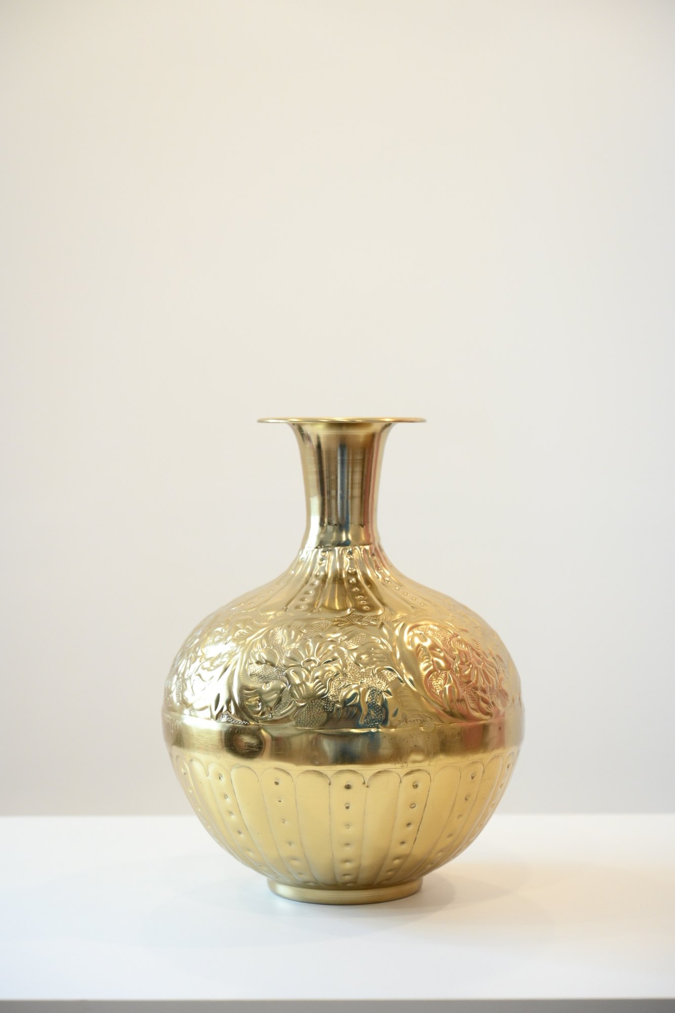 Round brass vase