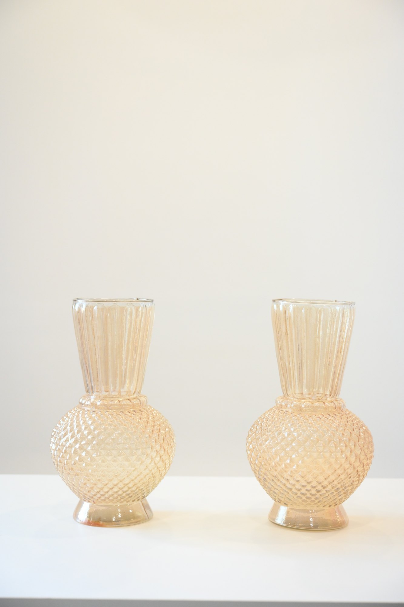 Pair of blush glass vases
