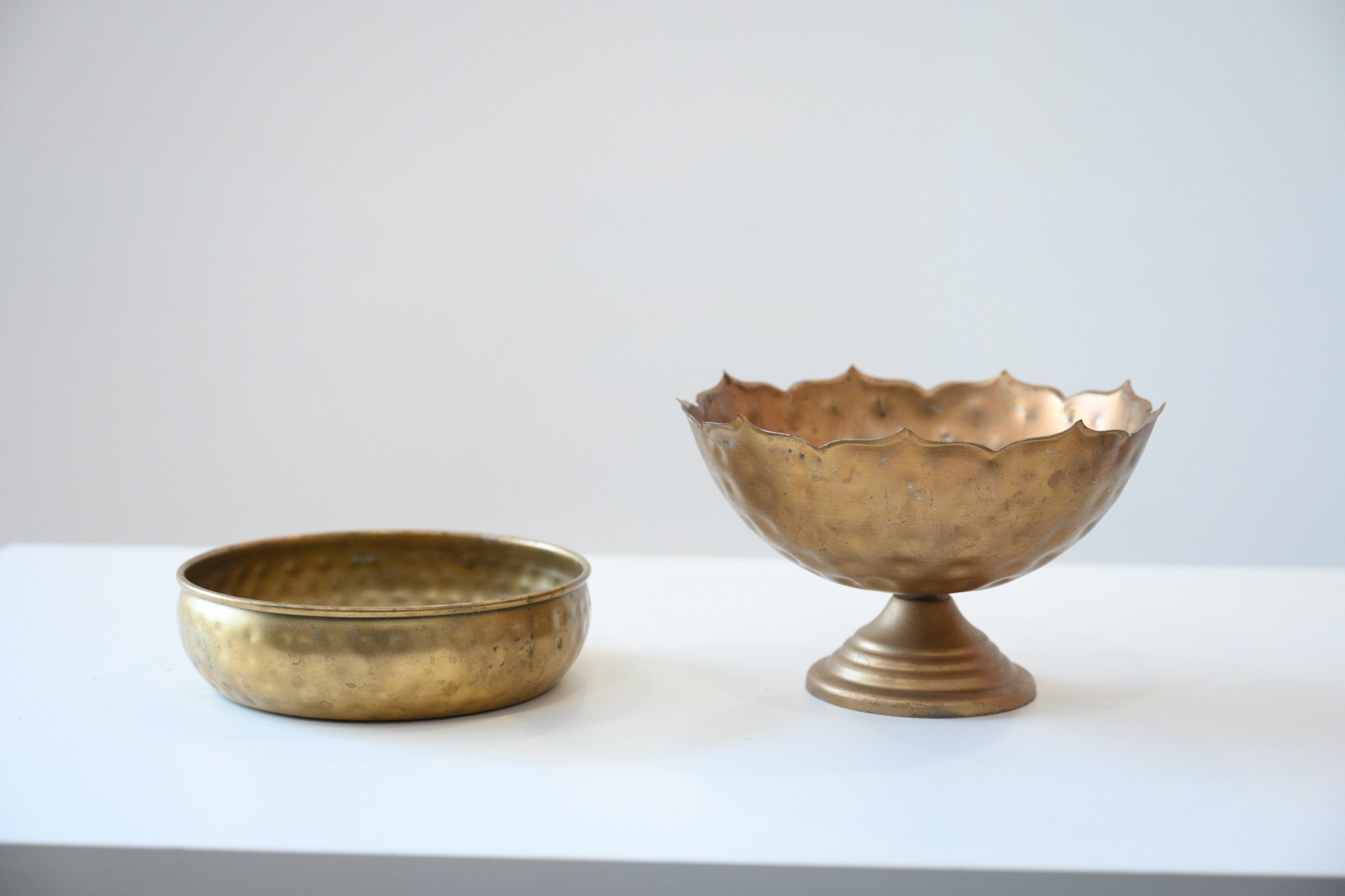 Pair of antique brass bowls
