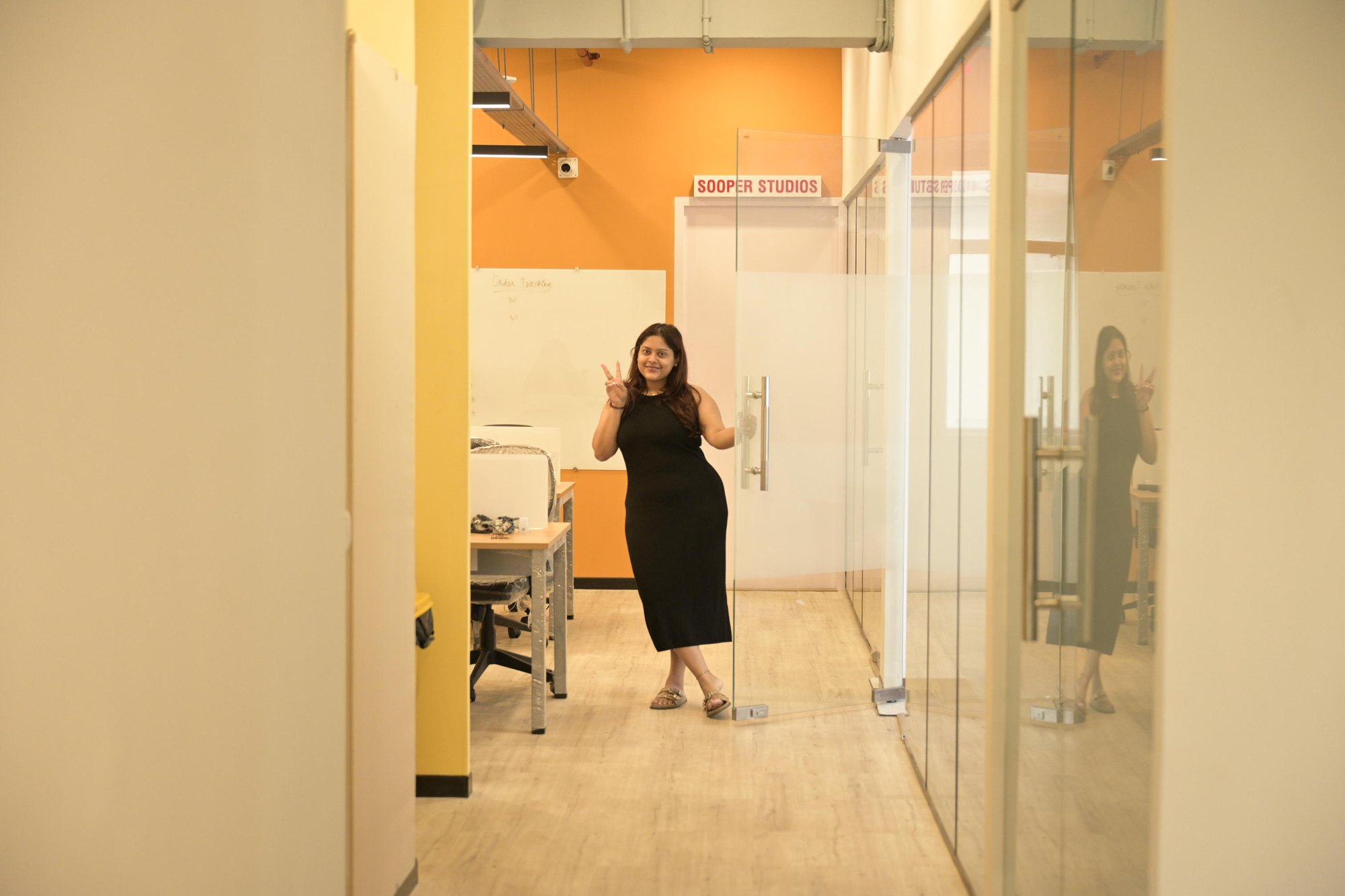 Studio entrance corridor in use