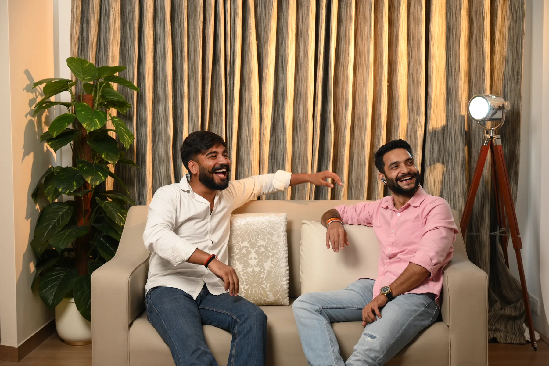 Two-person lifestyle conversation set at Sooper Studios in Noida